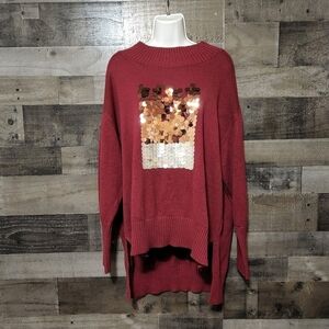 525 America Womens M Ruby Red Front & Back Tunic Sweater